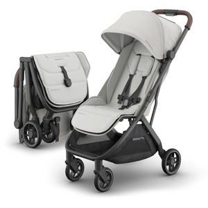 image:imageUPPAbaby Minu V3 Travel Stroller  Lightweight  Compact Design  OneHand Fold  Unfold  from Birth  Overhead Compatible  James BlackCarbon FrameBlack LeatherSavannah Pearl Gray JacquardCarbon FrameChestnut Leather