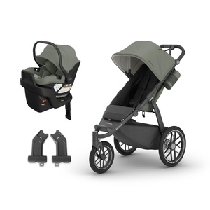 image:imageUPPAbaby Ridge V2 AllTerrain 3Wheel Jogging Stroller  Aria V2 Infant Car Seat Travel System  Newborn to Toddler Stroller Combo Car Seat Base Included Never Flat Tires  Evelyn Meadow Green